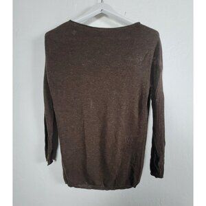 Vince Womens Brown Wool Blend Knit Pullover Sweater XS Boat Neck Long Sleeve